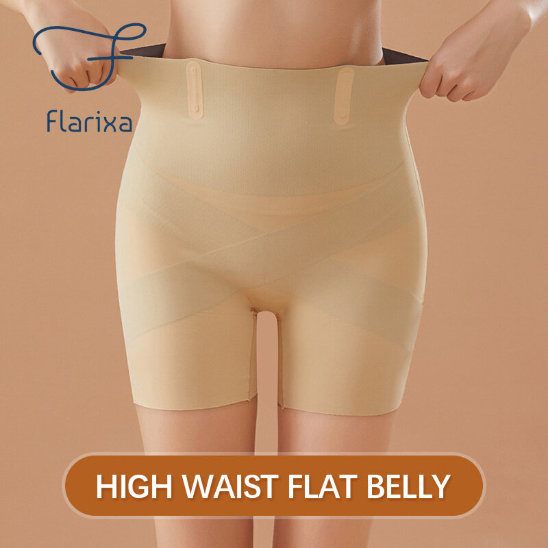 Flarixa Seamless High Waist Flat Belly Shaping Panties Waist Trainer Body Shaper Tummy Slimming Underwear Boxers Safety Pants