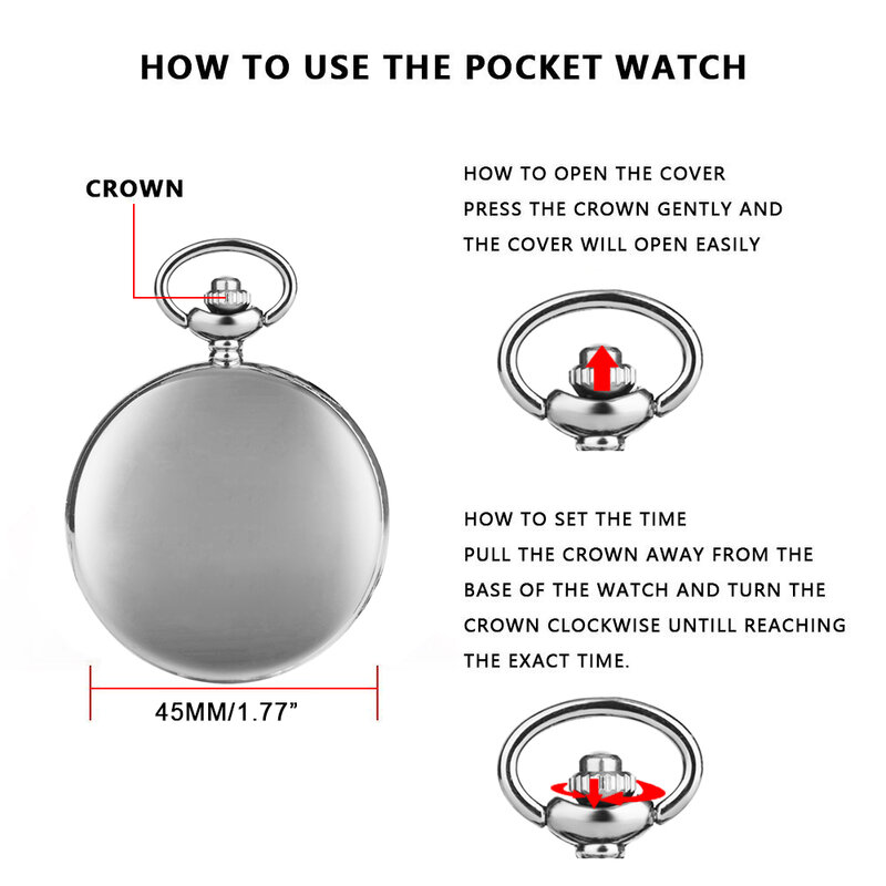 Luxury Smooth Silver Pendant Pocket FOB Watch Modern Roman Number Analog Clock Men and Women Fashion Necklace Chain Unisex Gift