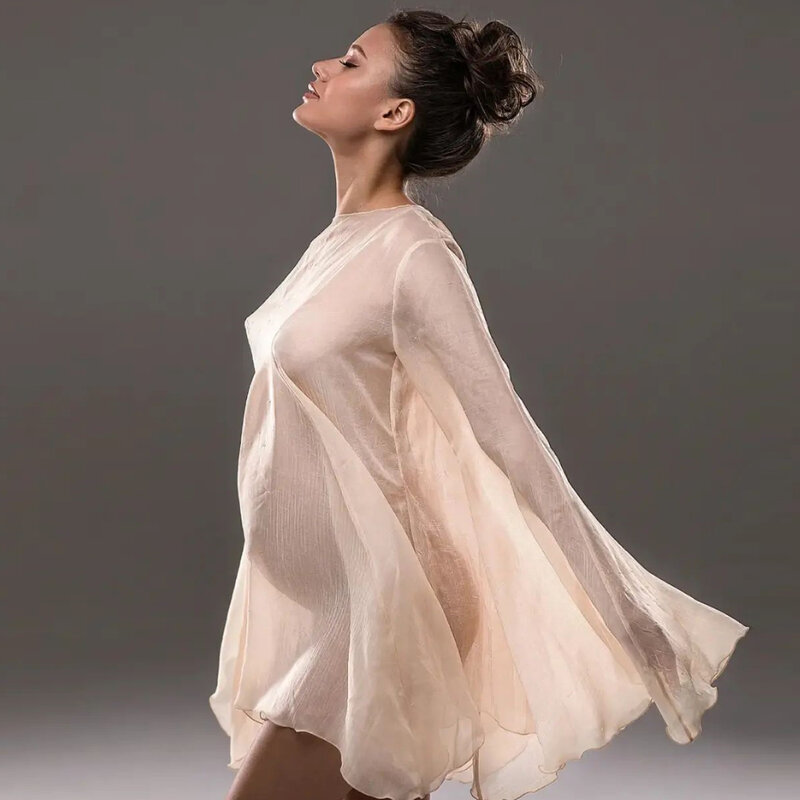 Реквизит для фотосъемки беременных женщин прозрачные платья для беременных сексуальная прозрачная шифоновая одежда с рукавом-пагодой для студийной съемки