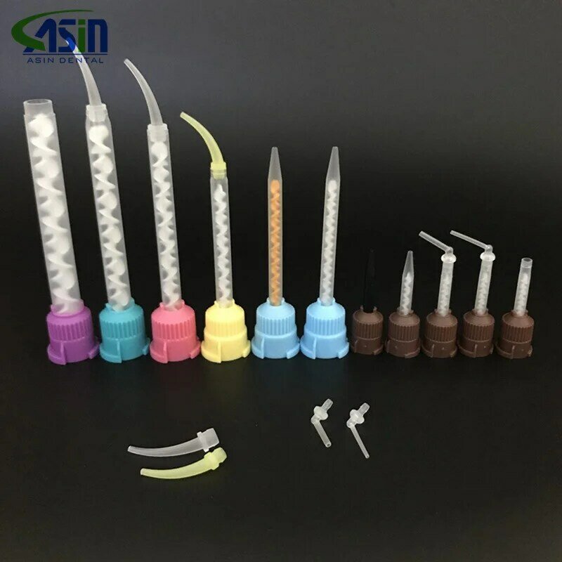 50pcs Disposable Silicone Rubber Mixing Head Dental Materials Dentistry Silicone Rubber Gun Conveying Mixing Head