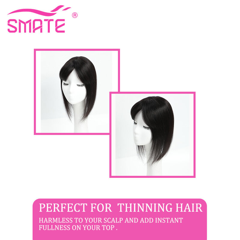 Накладка для волос SMATE для женщин, накладка из человеческих волос на заколке, 100% натуральные человеческие волосы без повреждений, Накладка для женщин с тонкими волосами естественного цвета