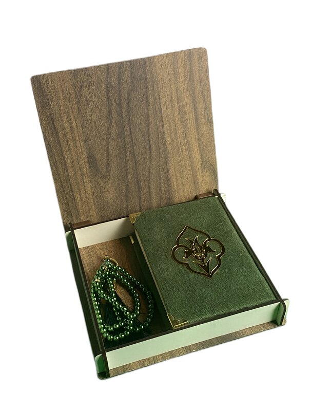 Houten Boxed Gift Set, Medina Script Koran, Fluwelen Koran Gift Set, Islamitische Geschenken, Moslim Items, parel Tasbeh
