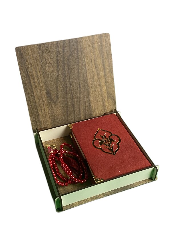 Houten Boxed Gift Set, Medina Script Koran, Fluwelen Koran Gift Set, Islamitische Geschenken, Moslim Items, parel Tasbeh
