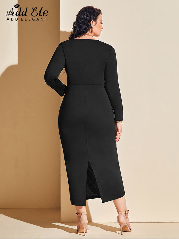 Элегантное осеннее женское платье длиной до щиколотки с квадратным вырезом и разрезом сзади, модель B593, 2022