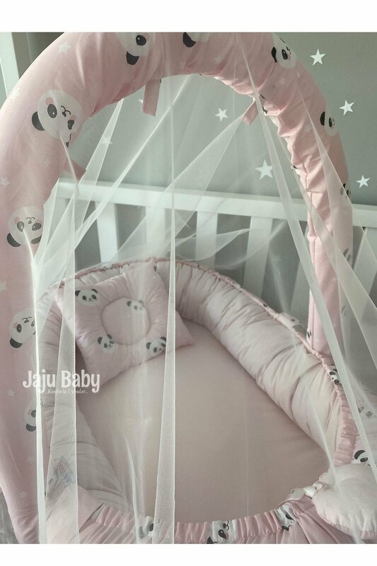 Handgemachte rosa Panda Moskito netz und Spielzeug Kleiderbügel Luxus Design Babynest