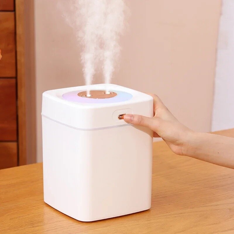 1pc Large Capacity USB Humidifier With Double Spray Nozzle, Cool Mist, Colorful Night Light, And Air Purifying Benefits