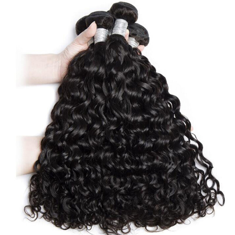 12A Water Wave รวมกลุ่ม100% Unprocessed Virgin ผมต่อมนุษย์ Remy Deep Wave Curly Hair Bundles ยาวขายส่ง