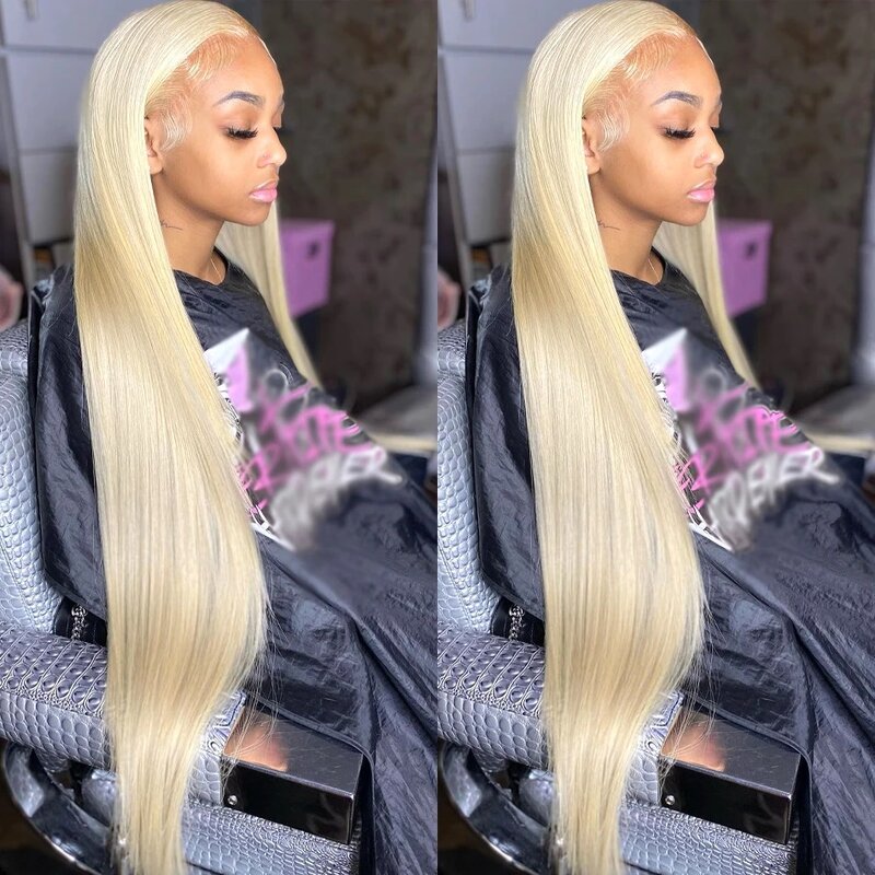 613 Lace Front Wig Human Hair 13x6 HD Transparent Lace Frontal Wig For Women 30 inch Straight Blonde With Baby Hair