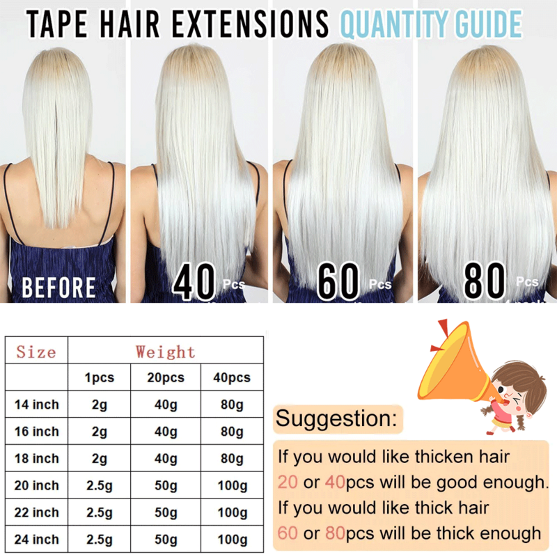 Extensions de cheveux humains Remy Tape-In, 100% vrais cheveux, trame de peau invisible sans couture, cheveux raides, cheveux bruns 10A, document 14-24"