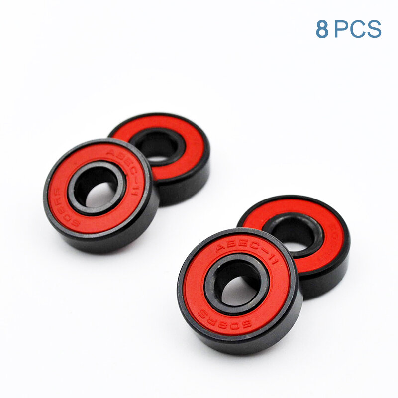 8 buah 608 2RS bantalan bola keramik hibrida, bantalan miniatur roda sepatu roda papan seluncur ABEC-11 kecepatan tinggi 8*22*7mm