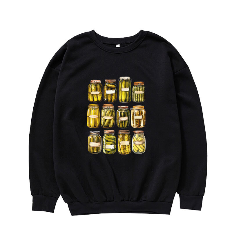 Harajuku Vintage Dosen Essiggurken drucken Sweatshirt Mode eingelegte Gurken Grafik O-Neck Pullover Streetwear Retro Casual Tops