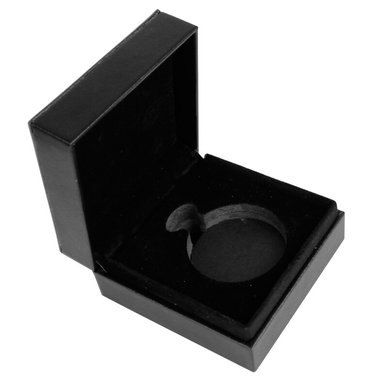 Couro preto Pocket Watch Box, elegante Organizador, caixa de presente, espuma Pad, alta qualidade, 9x9x4.5cm