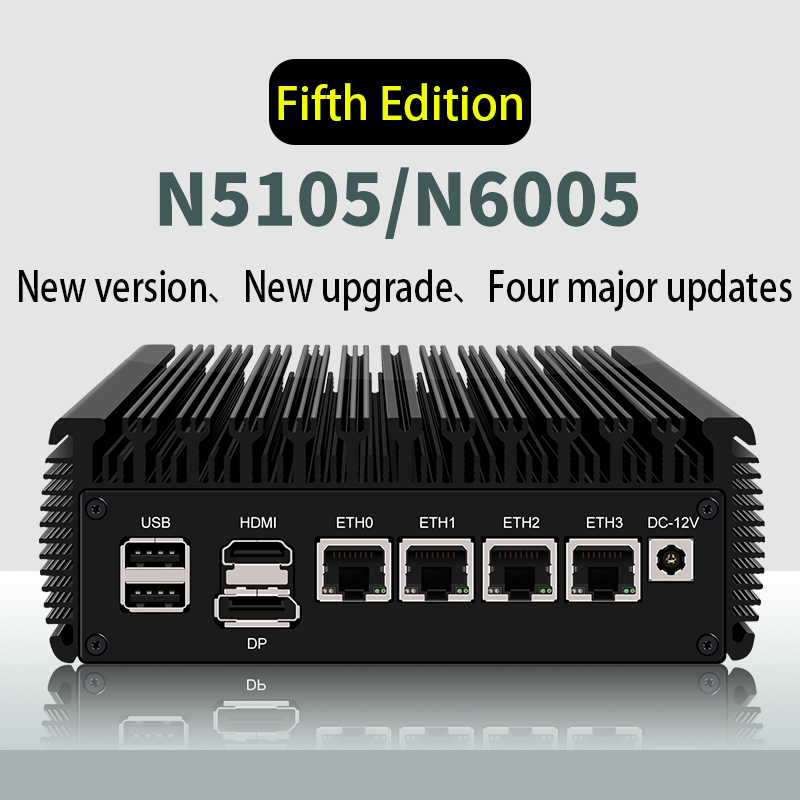 Новое обновление версии V5, модель N5105 i226-V, мини-хост/PVE/ESXI, безвентиляторный энергосберегающий ПК