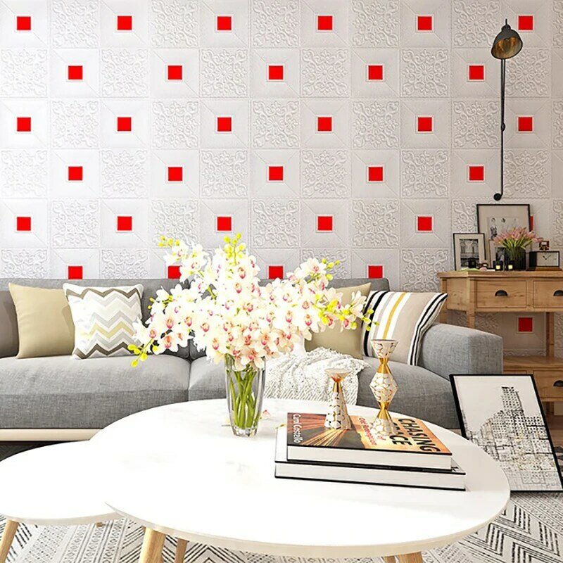 1-10Pcs 70cmx70cm 3D Tile Brick Wall Sticker Self-adhesive Foam Panel Wallpaper Bed Room Home Decoration Waterproof