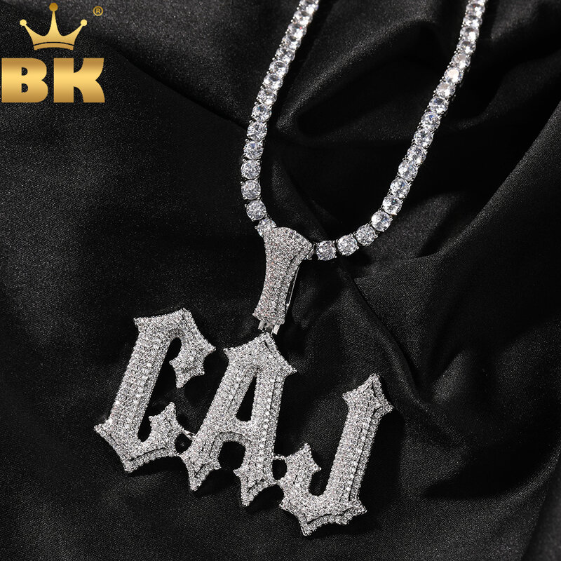THE BLING KING Custom Spiny Letters Micro Paved CZ Personalized Color Initial Letter Pendant Necklace Hiphop Rapper Jewelry