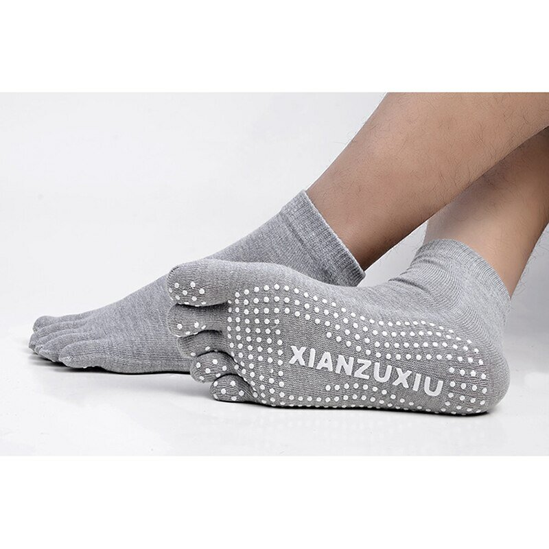 Calcetines de algodón transpirables antideslizantes para hombre, medias deportivas de cinco dedos para Yoga y masaje, venta al por mayor
