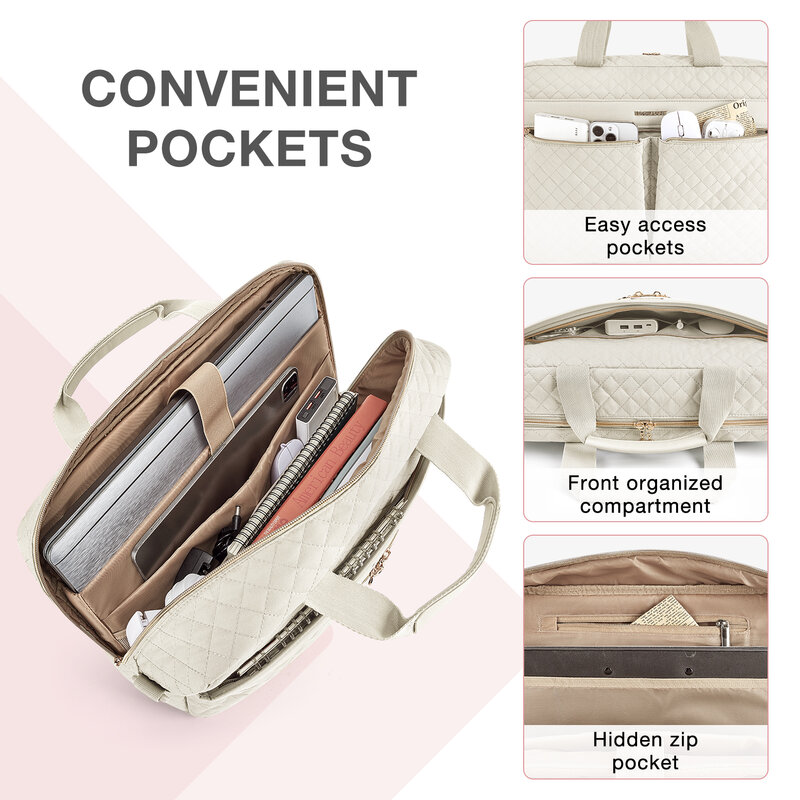 BAGSMART-bolsas para ordenador portátil de 15,6/17,3 pulgadas para mujer, maletín de hombro para oficina, viaje, negocios, Notebook