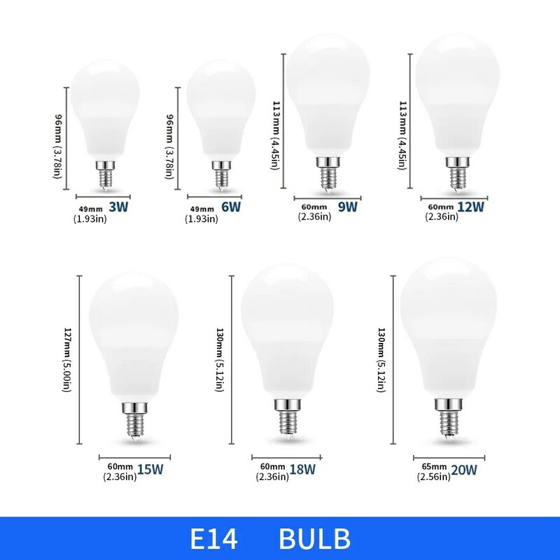 Lâmpadas LED para sala de estar, iluminação doméstica, AC 220V, AC110V, E27, E14, AC120V, 3W, 6W, 9W, 12W, 15W, 18W, 20W, AP, 6 PCes