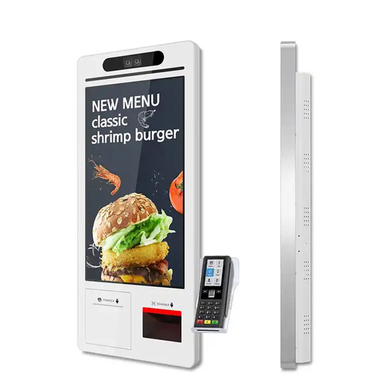 21,5 дюйма, 24 дюйма, киоск для самостоятельного заказа для ресторанов Android или Windows OSD, сенсорный экран, принтер 80 мм, сканер, портативный держатель POS