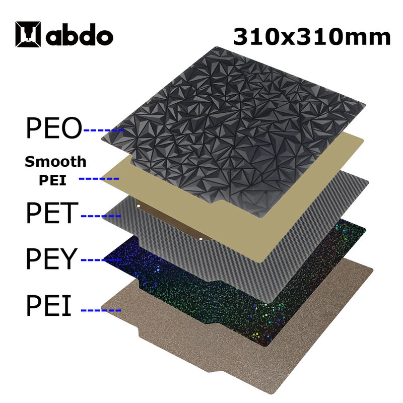 Placa de Construção PEI magnética para impressora 3D, mola chapa de aço para artilharia Sidewinder, cama PET, CR10, CR10S, 310x310mm, X1, X2