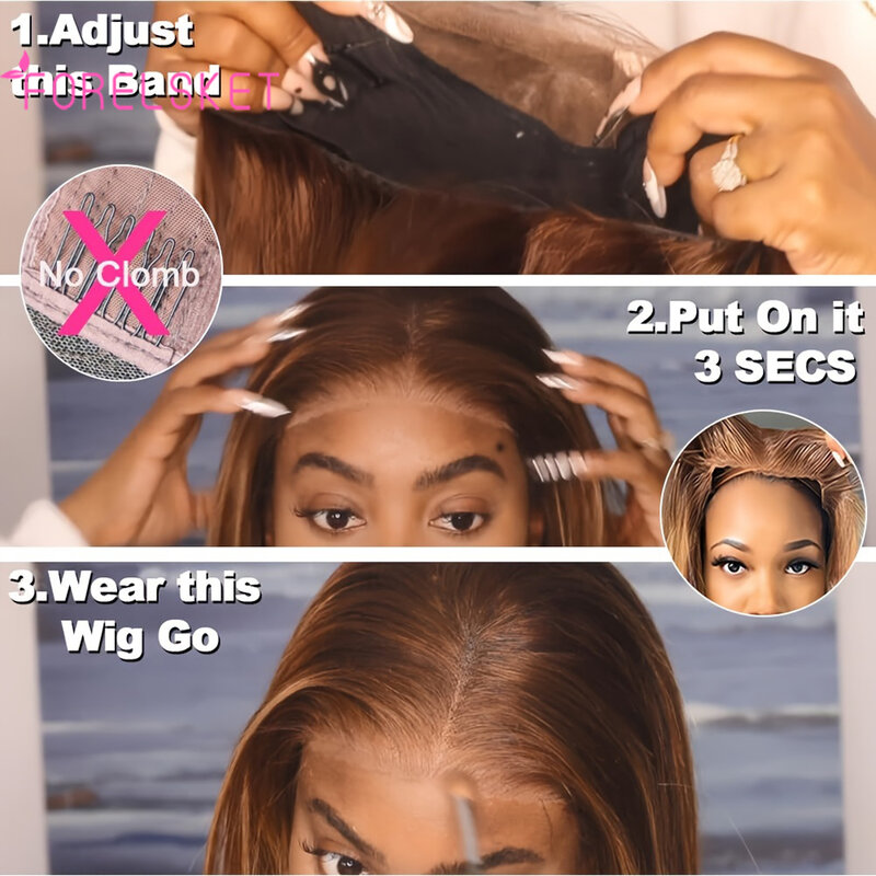 Парик для начинающих, парики без клея, искусственные, предварительно вырезанные, 6 × 4, парики с прямыми кружевами спереди, человеческие волосы плотностью 180%