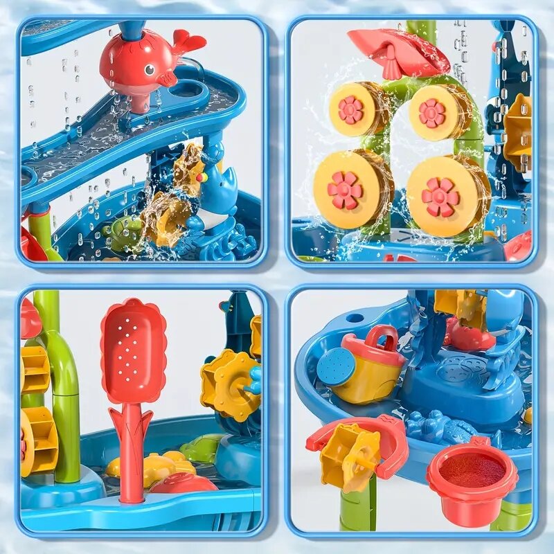 Sand wasser tisch für Kleinkinder 3-stufiger Sand-und Wasserspiel tisch Spielzeug Aktivität sensorische Tische außerhalb Strands pielzeug für Jungen Mädchen