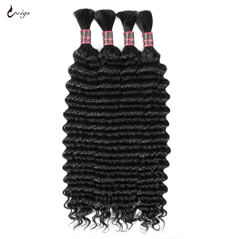 Bulk Human Hair Deep Wave Bulk For Braiding Brazilian Remy Hair Weaving 100% Unprocessed No Weft Human Hair Extensions 100g/pc