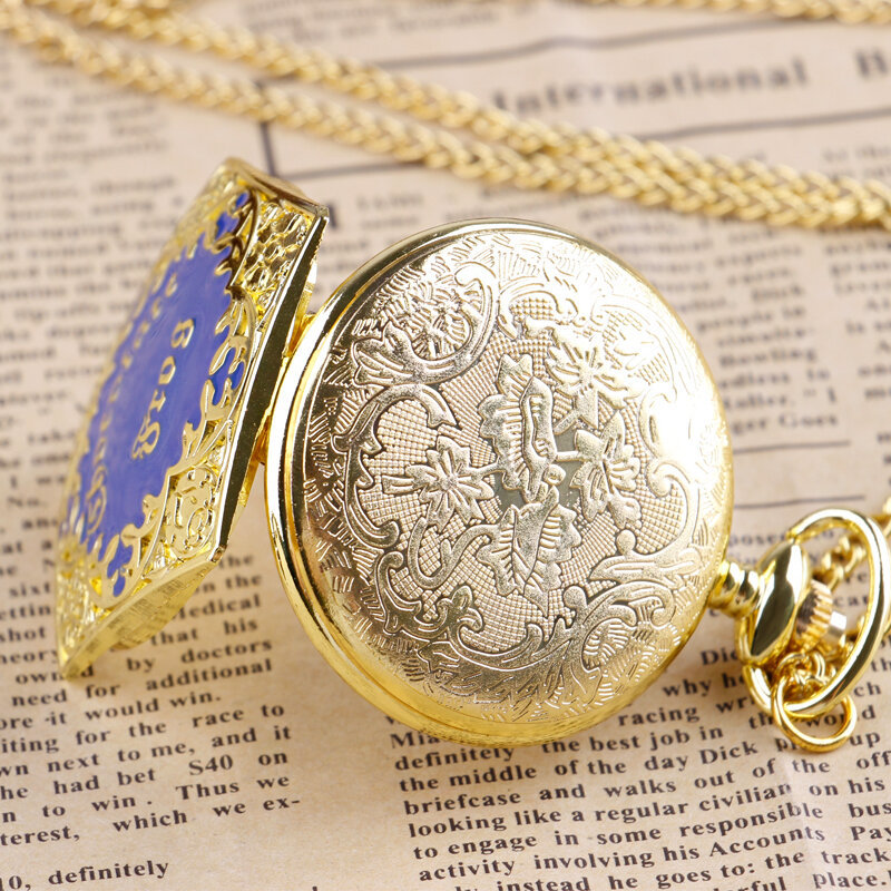 Reloj de bolsillo de cuarzo dorado de lujo para hombres y mujeres, reloj de moda personalizado, Colgante con cadena, regalos