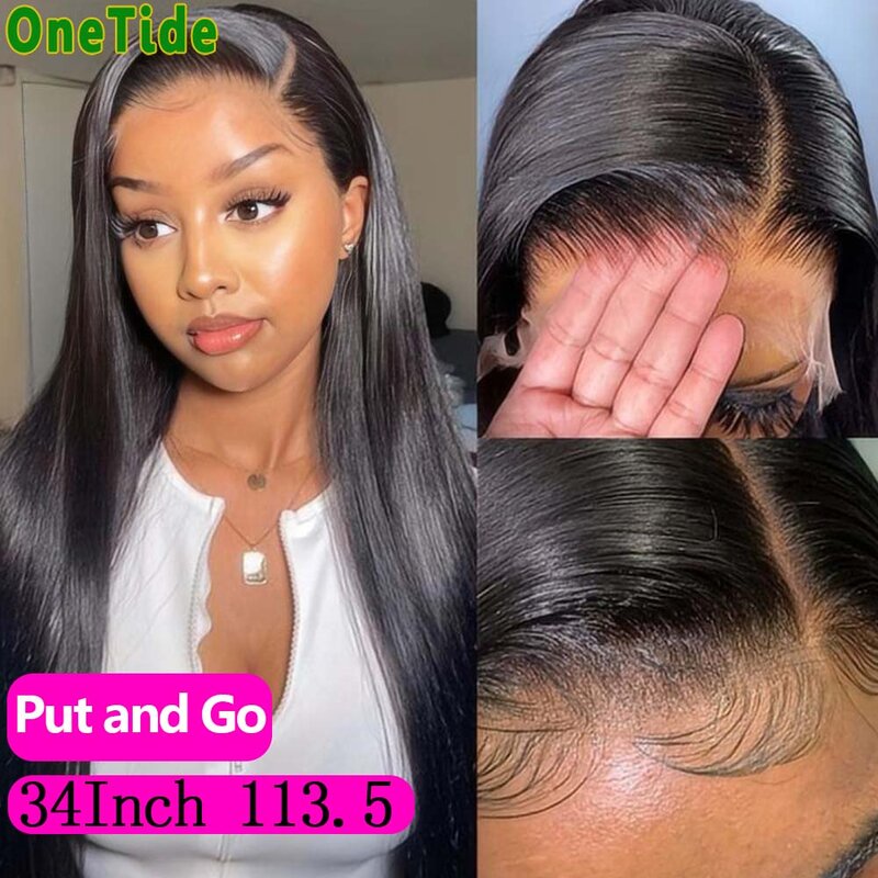 Glueless Wig Human Hair Ready To Wear 13x4 Lace Frontal Remy Human Hair Wig for Women Pre-Bleached Straight 4x4 Lace Closure Wig