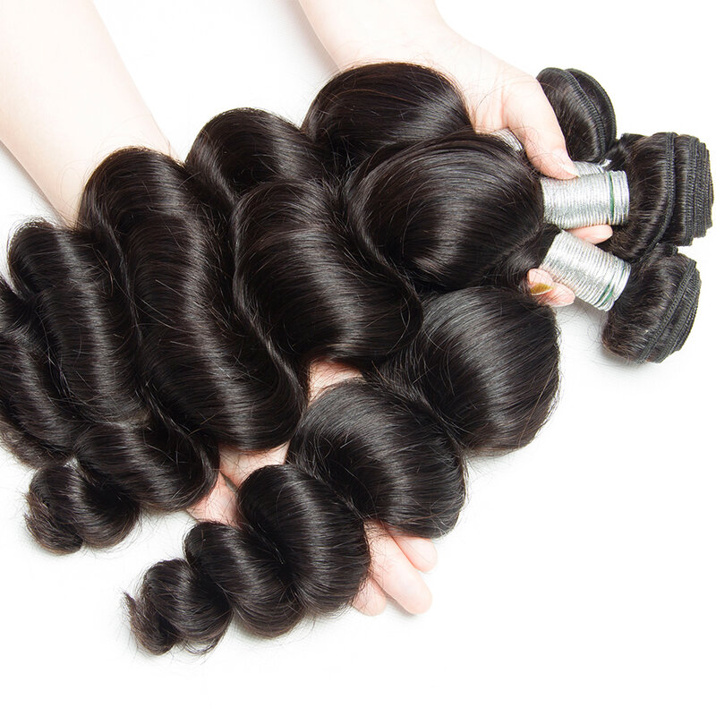 Loose Wave Pacotes de cabelo humano, peruano cabelo Weave, extensões naturais, 100% cabelo humano, 1 3 4 Lot