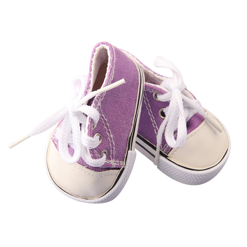 Zapatos de lona de 7 Cm para muñeca americana de 18 pulgadas, botas de tela de 11 colores, zapatillas para bebé recién nacido y Niña OG de 43 Cm