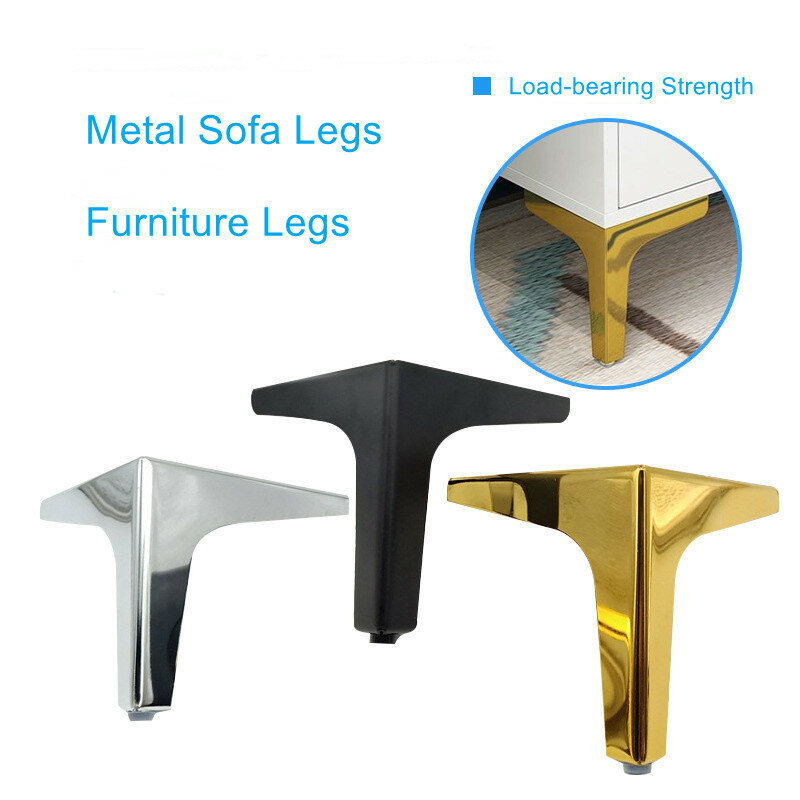 4 pçs venda quente metal sofá perna de metal ouro metal mobiliário perna para sofá cama metal preto base metal ferro sofá perna