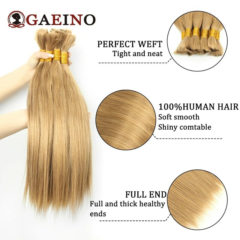 Straight Bulk Hair For Braiding Human Hair Extensions Remy Indian Human Hair No Wefts 18#Color 16"-28" Straight Braids Hair