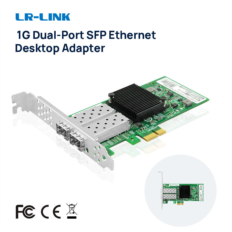 LR-LINK 9252PF -2SFP Gigabit Ethernet adattatore Lan in fibra ottica PCI-Express x1 scheda di rete a doppia porta compatibile Intel I350-F2