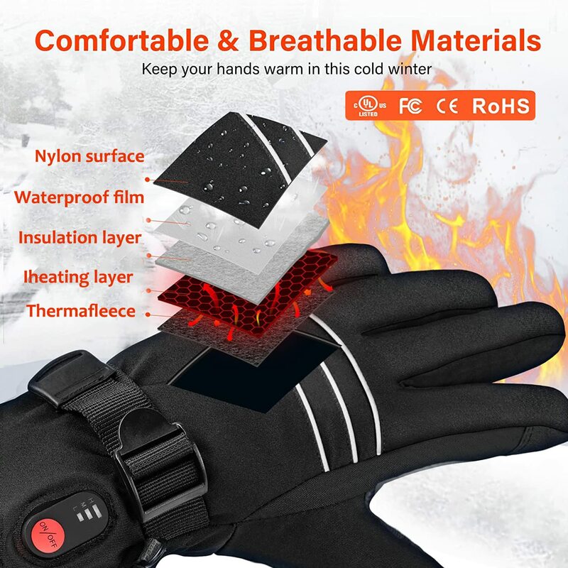 Sarung tangan pemanas untuk pria wanita, sarung tangan penghangat pelindung berkendara ski tahan air isi ulang luar ruangan