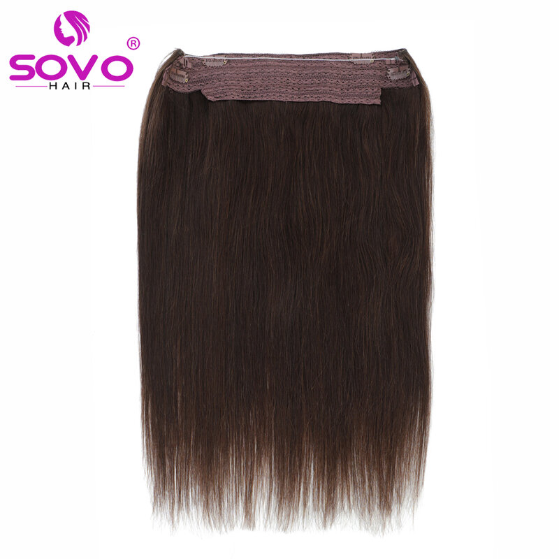 80G Halo Hair Extensions 100% Human Hair 14"-28" Hidden Wire Clip In Hair Ombre Brown Color Human Remy Fish Line Hair Extension
