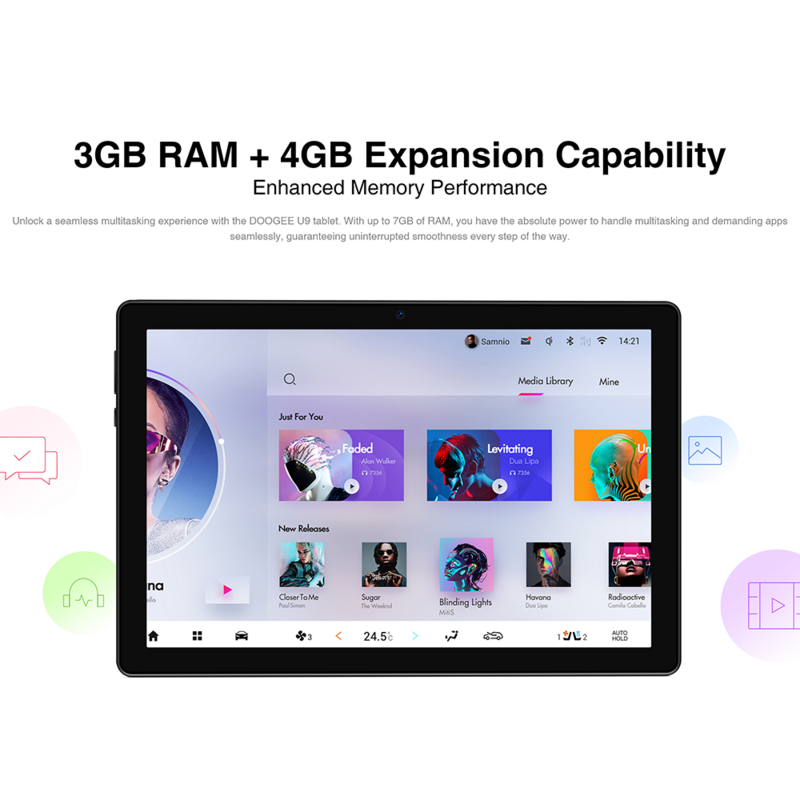 DOOGEE U9 Tablet 10.1" IPS HD TÜV Certified 7GB(3+4) 64GB Dual Speakers WiFi 6 Widevine L1 Support 5060mAh Battery Android 13