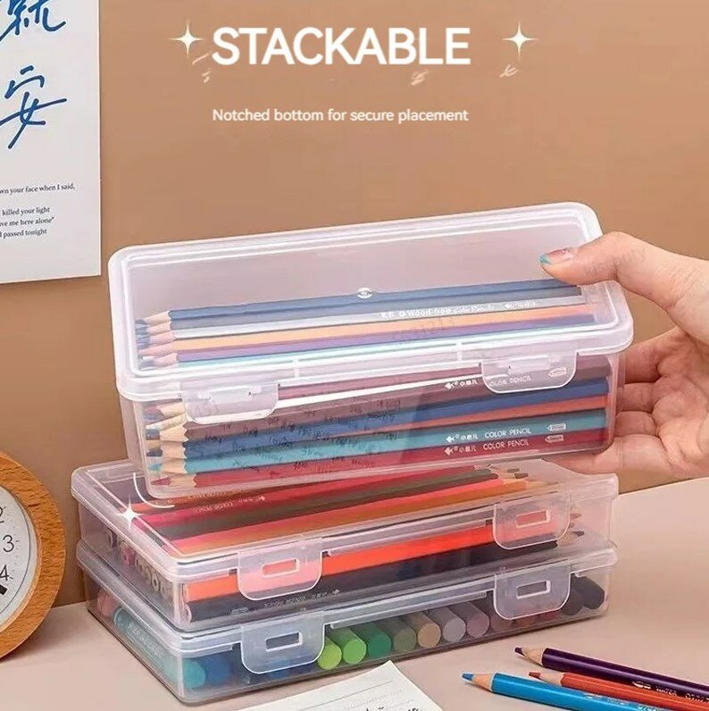 1Pcs Pencil Case Box PP Material Transparent Pencil Box Pouch Stationery School Pencil Case Supplies Pencil Storage