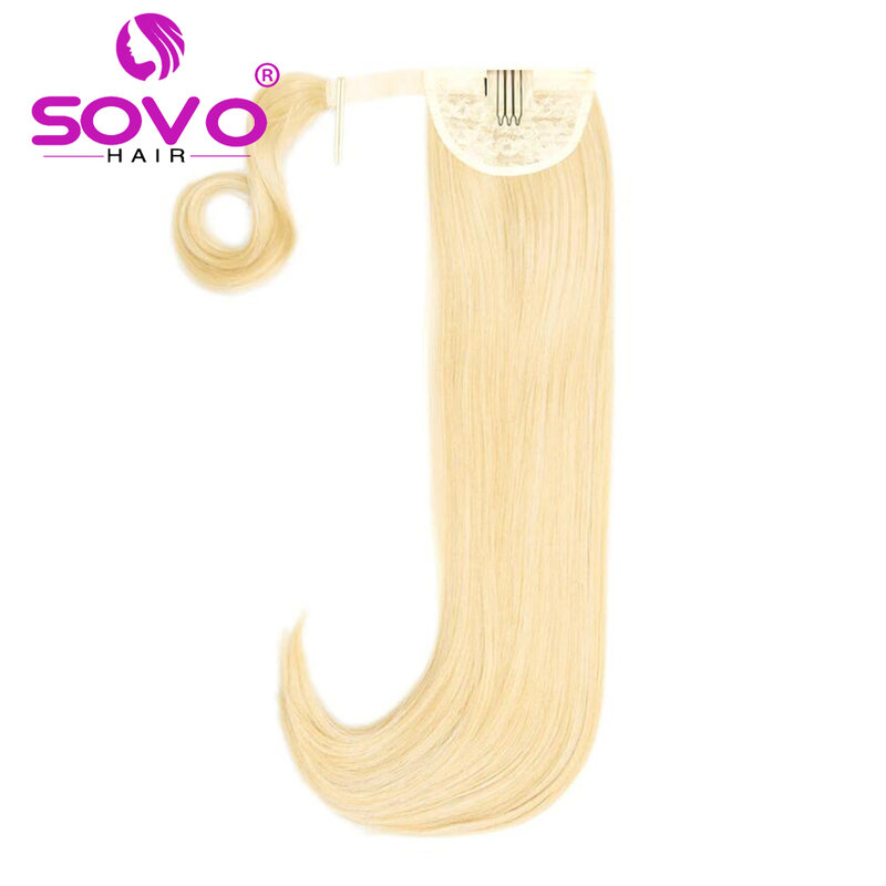 SOVO Clip-in do przedłużania włosów 22 ''100 gramów proste włosy ludzkie do przedłużania włosów i 18-calowy zestaw kucyków 70 gramów ostateczna połowa do połowy w dół