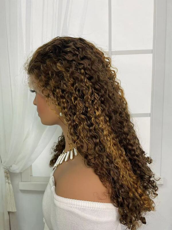 Perruques de cheveux humains bouclés crépus pour femmes noires, devant en dentelle transparente HD, perruque Bob piano, cheveux Remy pré-épilés, densité 250%, 13x4
