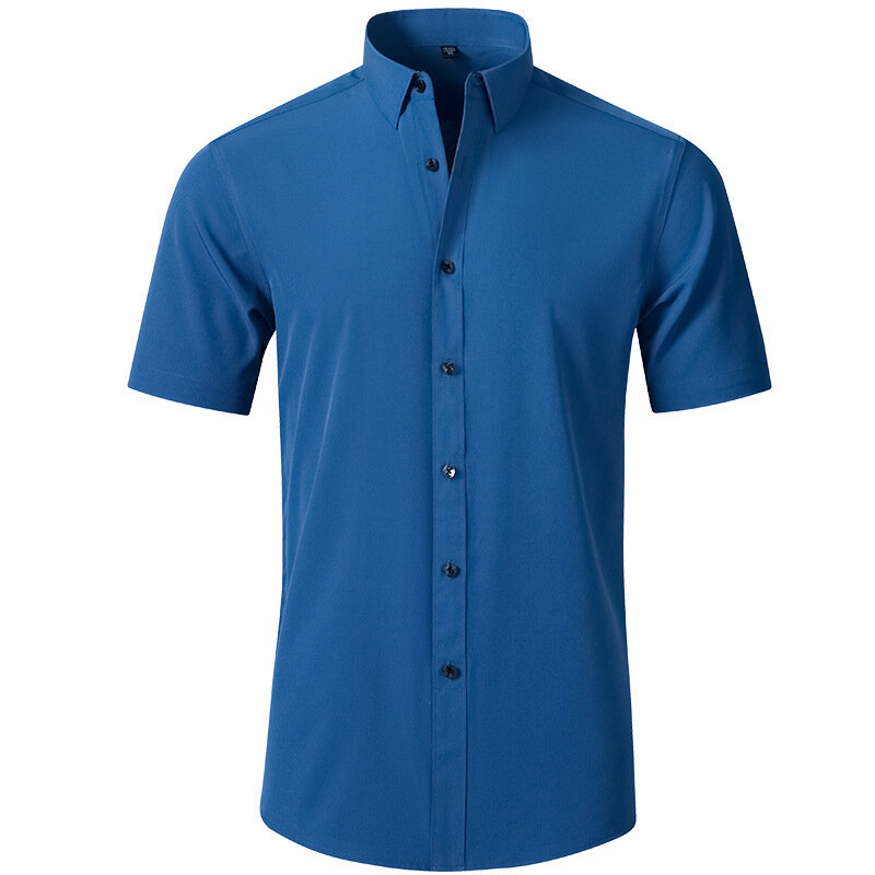 Camisa formal de manga comprida masculina, engomar grátis, Stretch, LH054