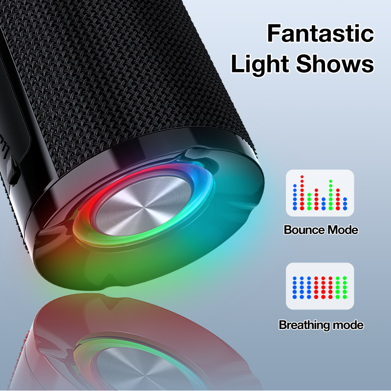 1Hora Wireless Speaker Bluetooth 5.3 Portable RGB Speaker with 3.5mm Jack USB TF AUX Compatible with Phone Computers BOC060