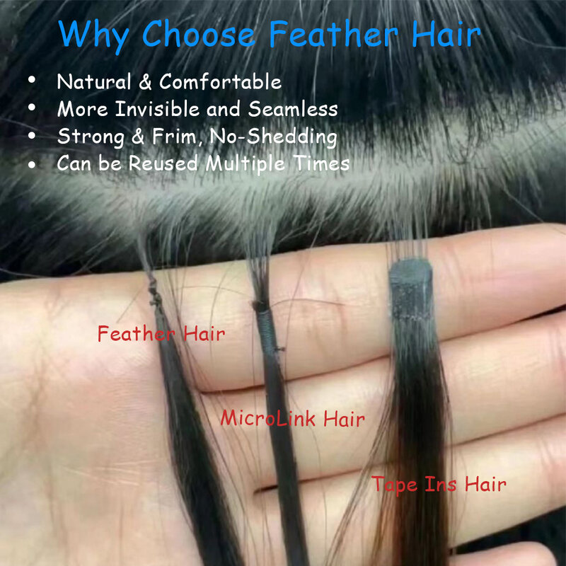 Natural Micro Feather Human Hair Extensions Straight Real Virgin Human Hair Microloop Hair Extensions For Women 40strands/pack
