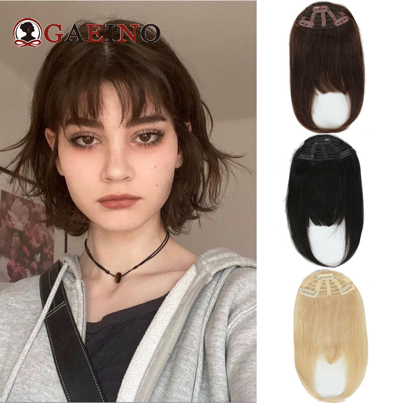 Clip In Bangs Human Hair With 3Clips Straight Clip On Natural Fringe Hair Bangs 100%Remy Human Hair Clip In The Front Side Bangs