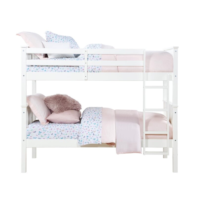 Dorel Living-Lits superposés Dylan pour enfants, rampe de protection et échelle, bois, lits jumeaux, blanc