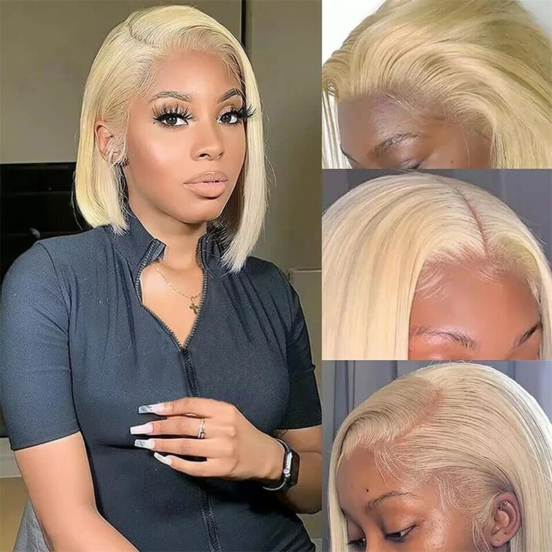 13x4 Blonde Bob Hair Wig Human Hair 613 Hd Lace Frontal Wig 10'' Brazilian Straight Bob Wig Lace Front Human Hair Wigs for Women