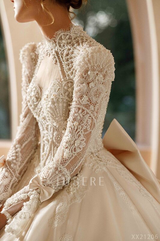 Jesień i zima długie rękawy księżniczka suknia balowa piękne małżeństwo suknia ślubna 2022 z dużym pociągiem