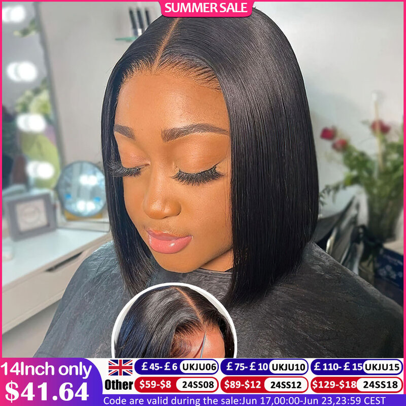 Bobs Human Hair Lace Frontal Glueless Wigs Ready To Wear Straight Bob Wig Lace Front Human Hair Wigs Hd Lace Wig 13X6 Human Hair