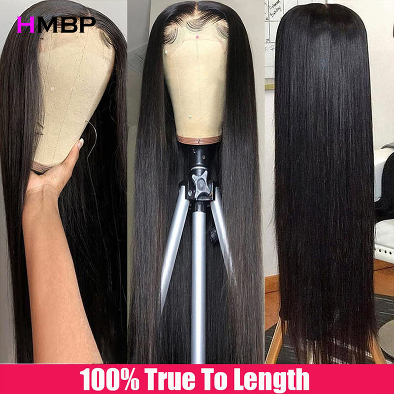 HMBP-باروكة مستقيمة بدون غراء ، شعر بشري برازيلي ، باروكة أمامية من الدانتيل مسبقة الإزالة ، 13x4 ، 13x6 HD ، جاهزة للارتداء ، 30 "، 40" ، كثافة 180