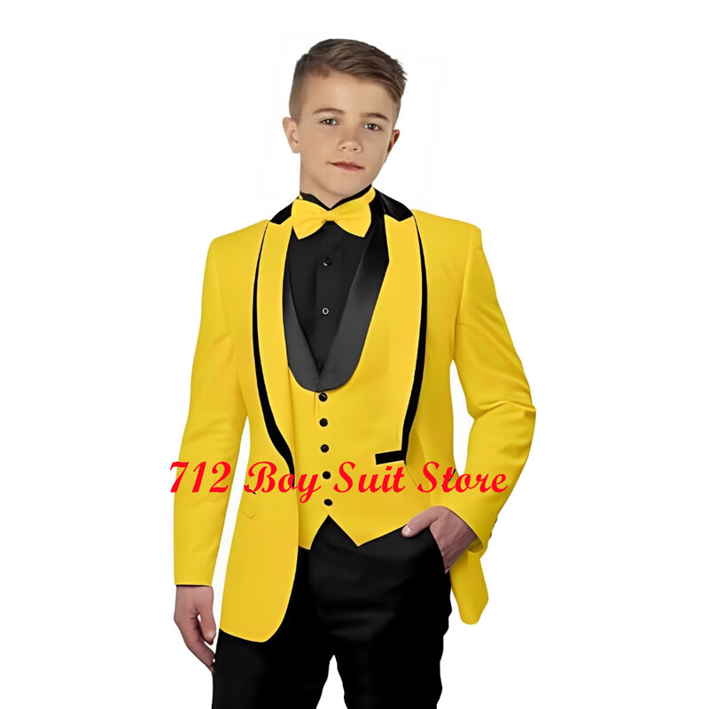 Boys Tuxedo Set Wedding Dresswear 3 Pieces Jacket Vest Pants Party Prom Slim Fit Kids Blazer
